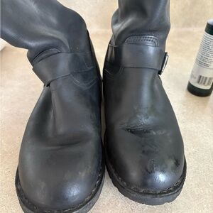 Triumph Black Leather Monk Strap Boots size 43 missing removable inserts